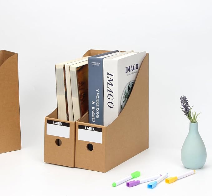 24 Pcs Cardboard Magazine File Holders, Bulk Kraft Paper Magazine Book Bin Box - Image 6