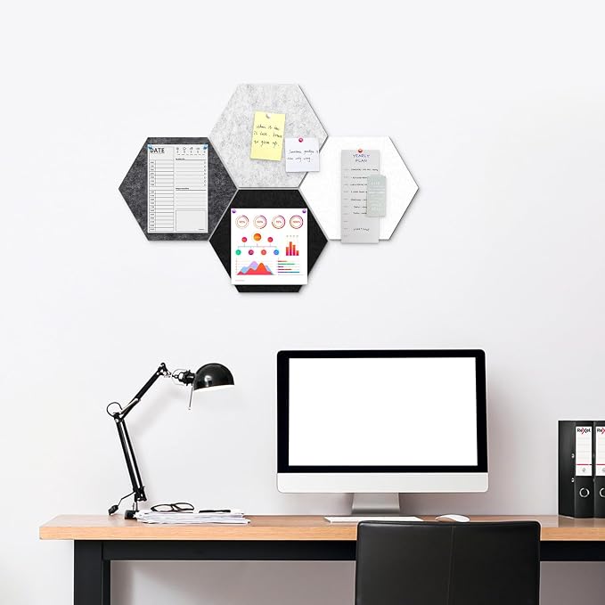 4 Pack Hexagon Felt Bulletin Board Tiles - Image 2