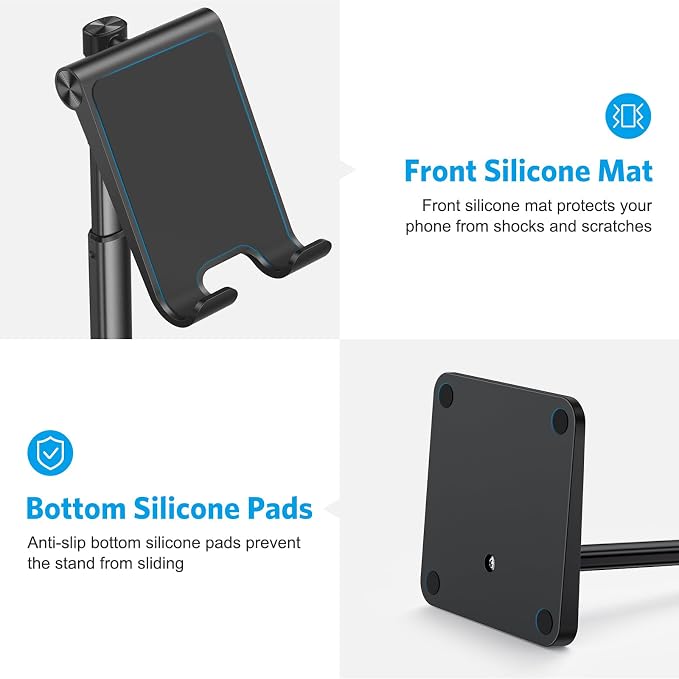 OMOTON Cell Phone Stand, Adjustable Angle Height Desk Phone Dock Holder - Image 6