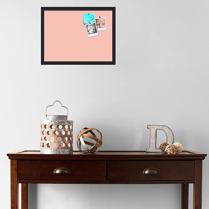 PinPix 20x15 Inch Cork Bulletin Board. This Decorative Framed Pin Board Comes with Pink Pastel Design and a Satin Black Frame. Ideal for Home Office Decor or Message Board (PinPix-1813)-DeskLoop Office