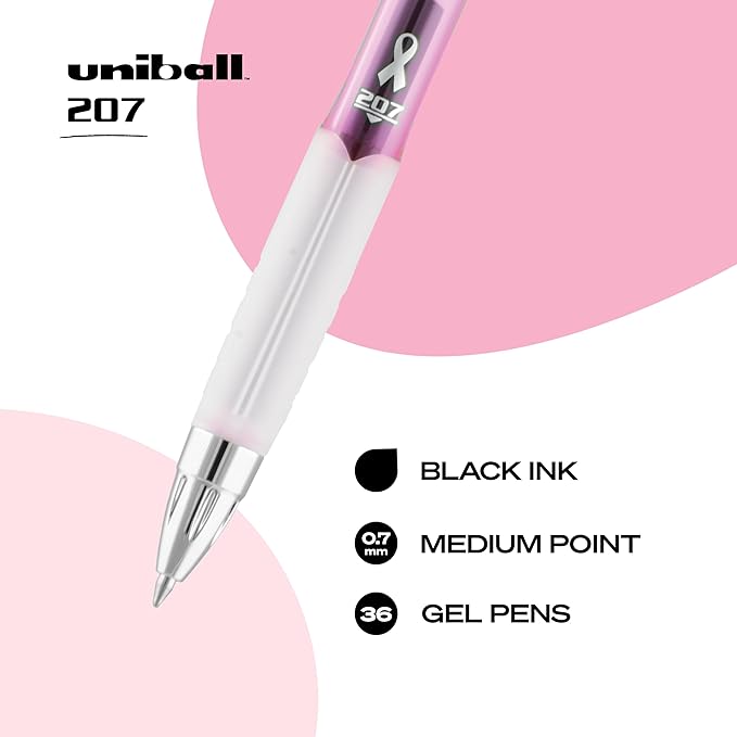 uniball 207 Pink Ribbon Retractable Gel Pens, Medium Point, 36 Pack - Image 5