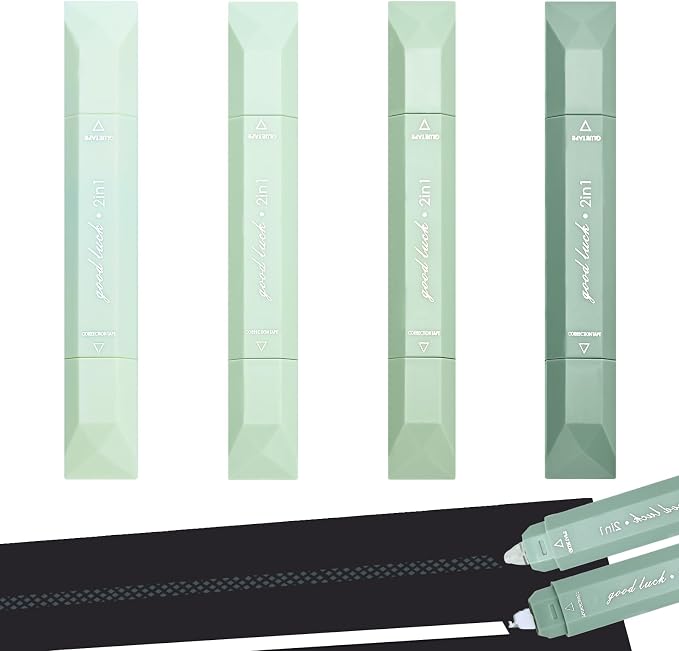 Temiary 4 Pcs 2 in 1 White Correction Tape and Double Sided Roller Set by Temiary