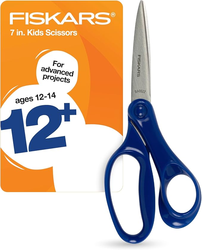 Fiskars 7" Student Scissors for Kids Ages 12-14, Scissors for School or Crafting by Unknown