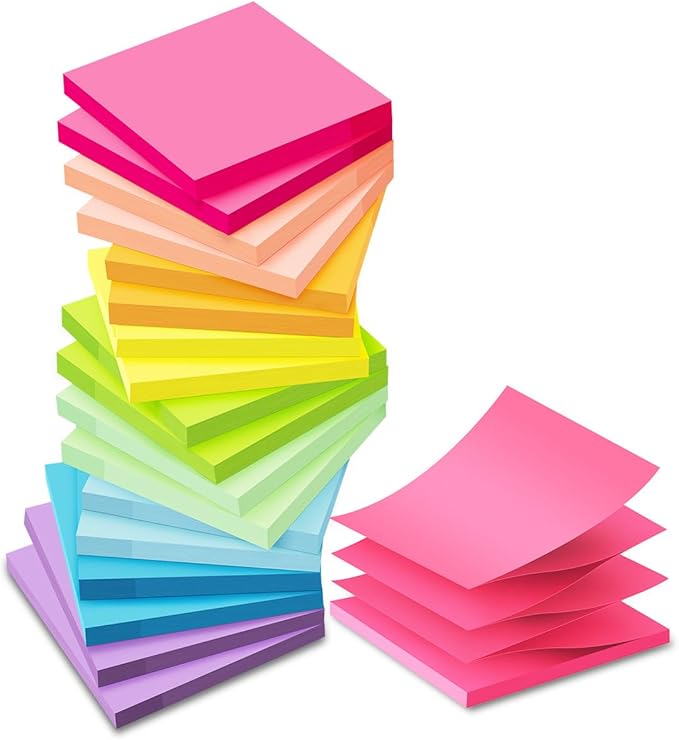 Pop Up Sticky Notes Refill, 3x3 in Popup Notepads, Accordion Stickies Super by Kozerite