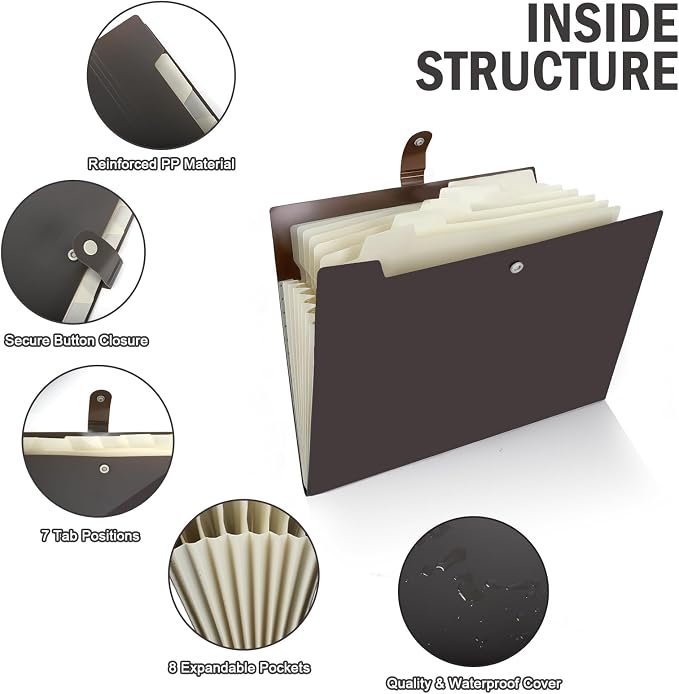 Expanding Organizer File Folder, Letter Size Expandable 8 Pockets Expanding - Image 4