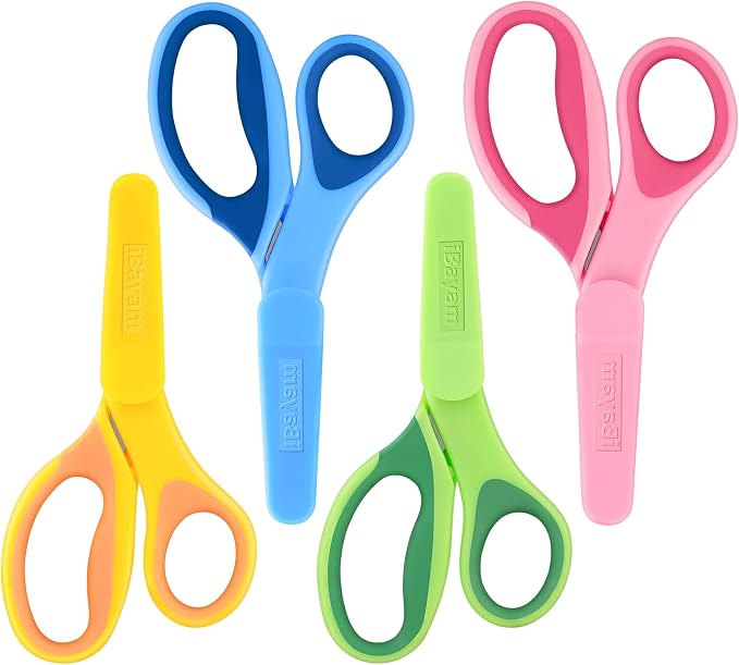 iBayam 5" Kid Scissors with Cover, Safety Small Scissors - Image 2