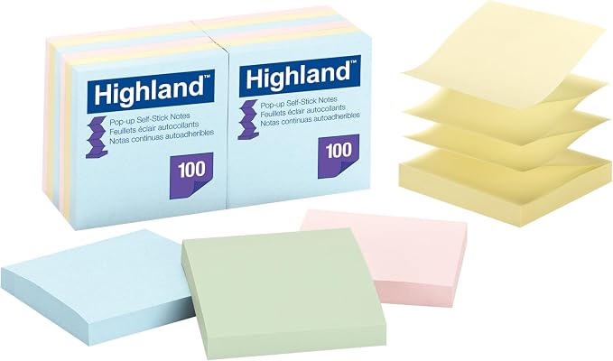 Highland Pop-up Sticky Notes, 3 x 3 Inches, 12 Pack by Unknown