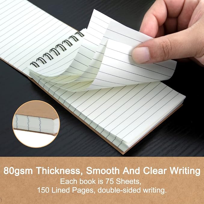 6 Pack 3x5" Spiral Pocket Notebook, College Ruled Small Notepad - Image 2