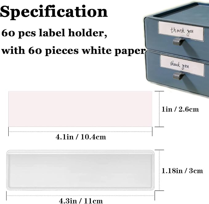 Label Holders Adhesive Shelf Tag Clear Shelf Tag Index Card Pockets Plastic - Image 3