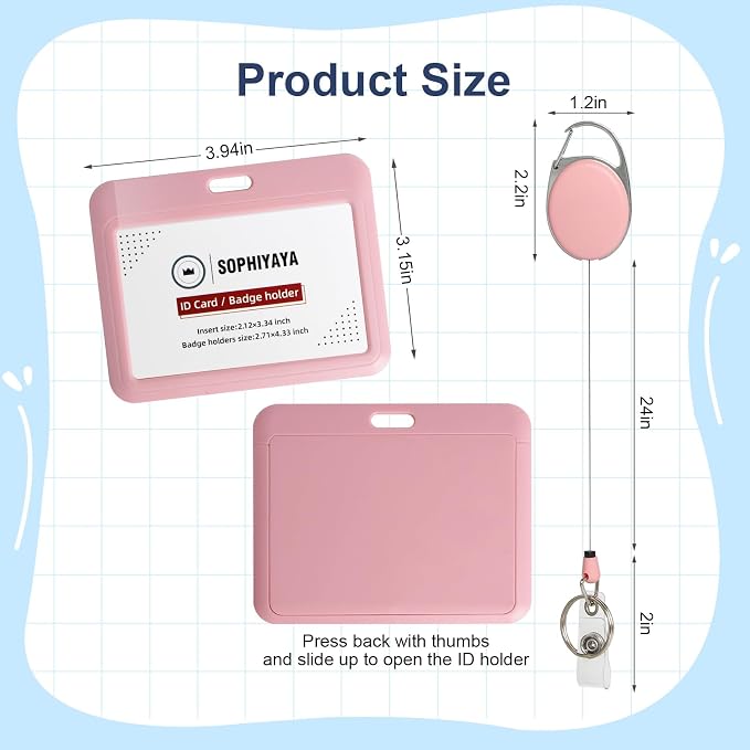 ID Badge Holder with Clip Badge Reels Retractable Heavy Duty Id Card with - Image 2
