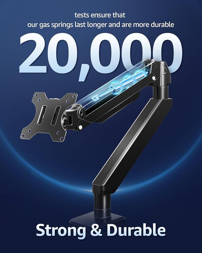 MOUNTUP Heavy Duty Single Monitor Arm for 42 40 39 34 32 27Inch Screens, Monitor Stand for Desk Supports 4.4-33 lbs, Height Adjustable Ultrawide Monitors Mount with C-Clamp & Grommet Base-DeskLoop Office