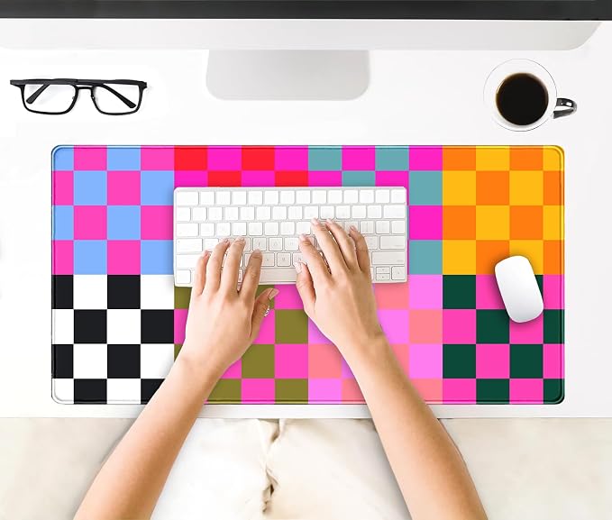 Checkered Desk Mat Pink Desk Matt - Image 7