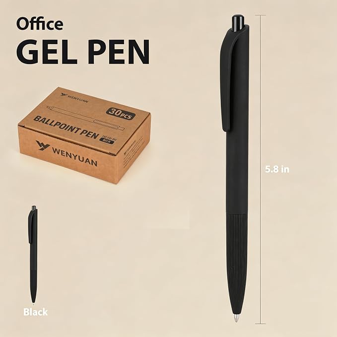 WY WENYUAN 30 Pcs Black Pens Bulk, 1.0mm Bold Point Quick Drying Ballpoint Pens - Image 2
