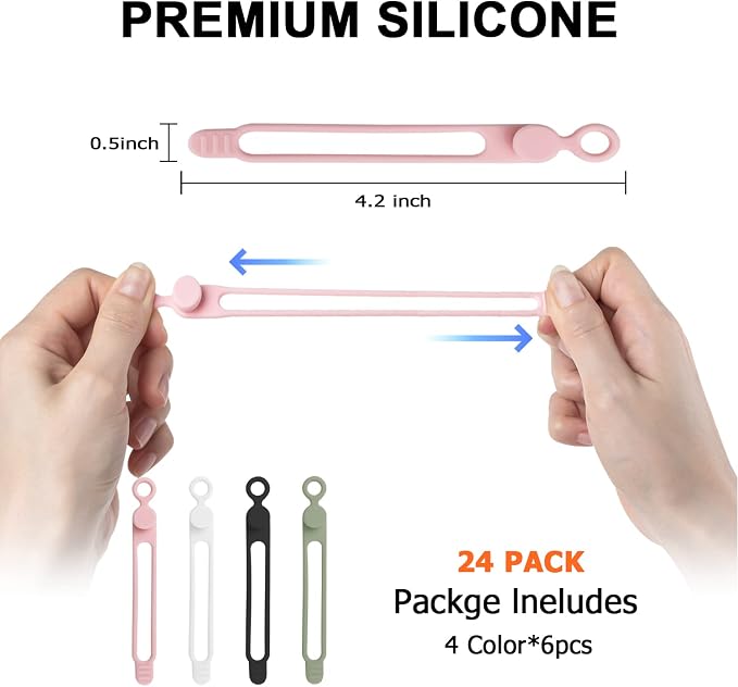 24Pcs Silicone Cable Straps Cord Organizer - Image 2