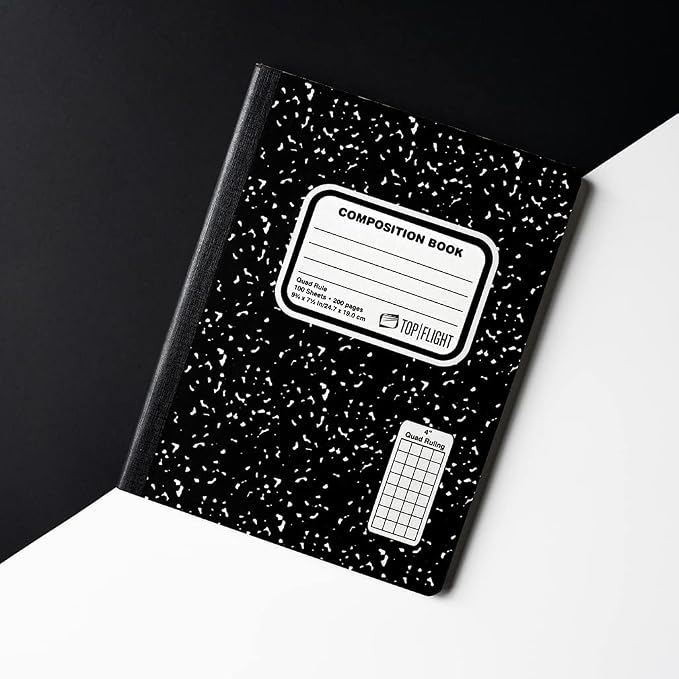 Top Flight Sewn Marble Composition Book, Quad Rule, 4 Squares per Inch - Image 6