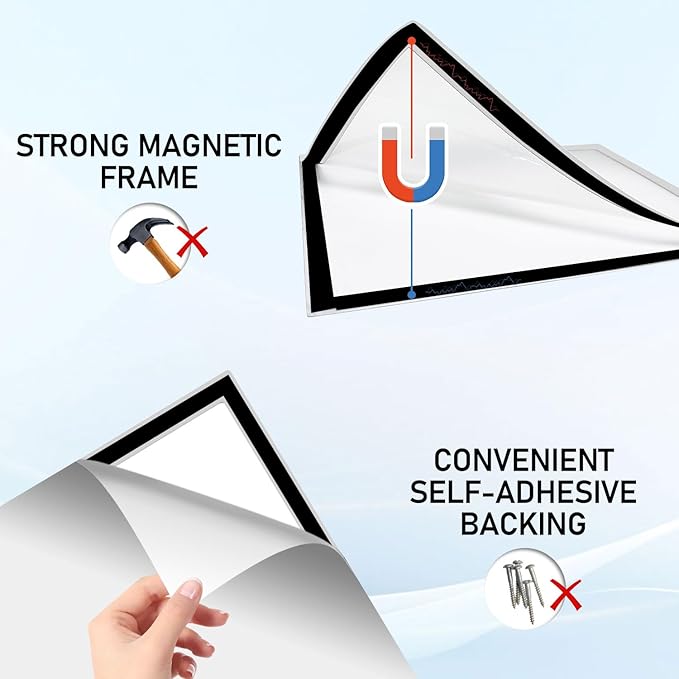 12-Pack Magnetic Sign Holder, 8.5×11 Sliver Magnetic Paper Holder | Reusable - Image 3
