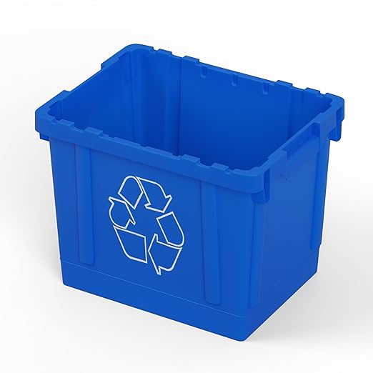 14 Gallon Rectangular Blue Recycling Bin | Inside Outside Curbside | Stackable Box for Paper Plastic-DeskLoop Office