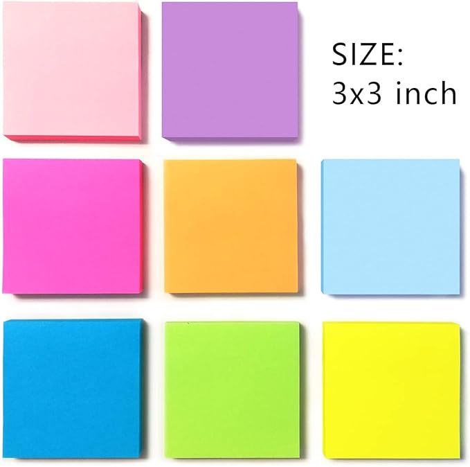 Phthdoty 8 Pads Pop Up Sticky Notes 3x3 Refills Bright Colors Self-Stick Notes - Image 2