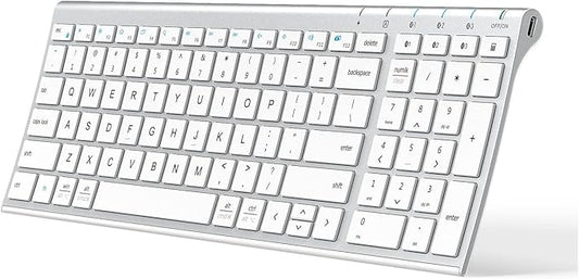 iClever BK10 Bluetooth Keyboard, Universal Bluetooth 5.1 Wireless Keyboard with Number Pad, Ergonomic Design, Multi-Device Compatibility, Stable Connection for Mac, iPad, iPhone, Android, Windows-DeskLoop Office