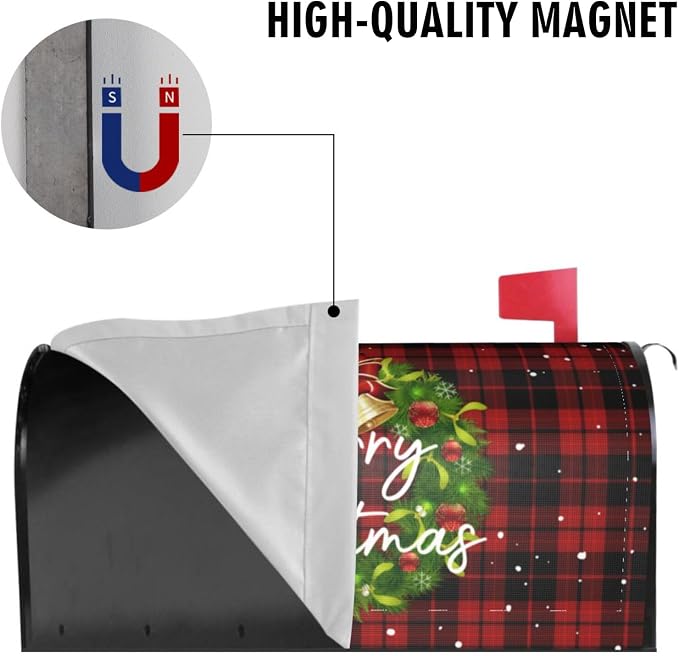 Merry Christmas Wreath Magnetic Mailbox Covers, Standard Size 18 X 21 Winter - Image 4