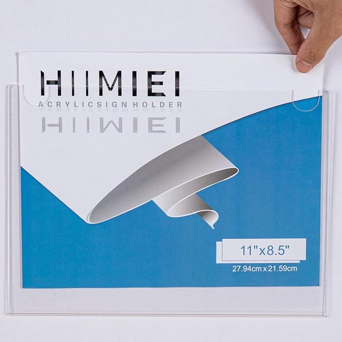 HIIMIEI Acrylic Wall Mount Sign Holder 8.5 x 11 Horizontal 12 Pack, Wall Mount - Image 5