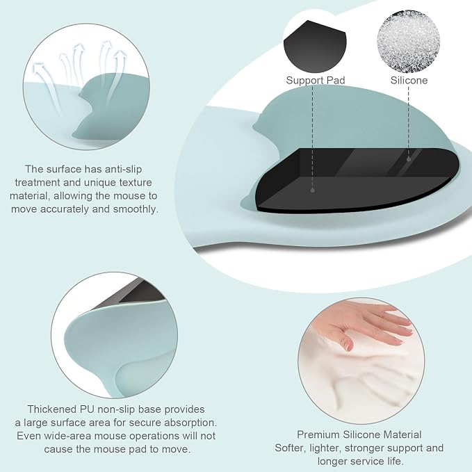 MOSISO Wrist Rest Support for Mouse Pad&Keyboard Set, Circle Curved Ergonomic - Image 2