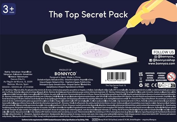 BONNYCO Invisible Ink Pen and Notebook, Pack of 16 Party Favors for Kids Birthday | Spy Pen Party Supplies, Pinata Stuffers, Prizes for Kids | Magic Pen Birthday Party Favors, Prizes for Students-DeskLoop Office