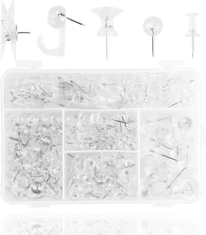Push Pins Set, 5 Types Pushpins Thumbtacks by Vitalili