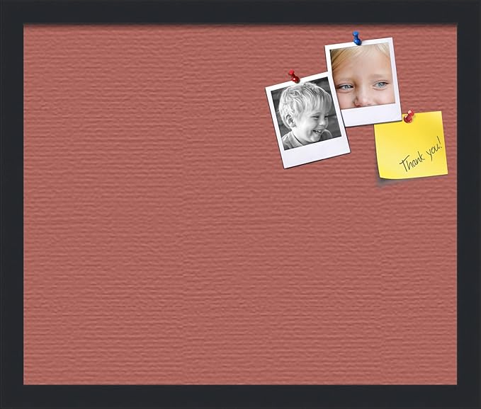 PinPix 18x15 Inch Cork Bulletin Board. This Decorative Framed Pin Board Comes with Crimson Pastel Design and a Satin Black Frame. Ideal for Home Office Decor or Message Board (PinPix-1807)-DeskLoop Office