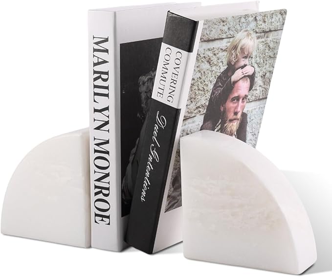 Karibiber Marble Bookend for Shelves, Non-Skid Bookends for Heavy Books by Karibiber