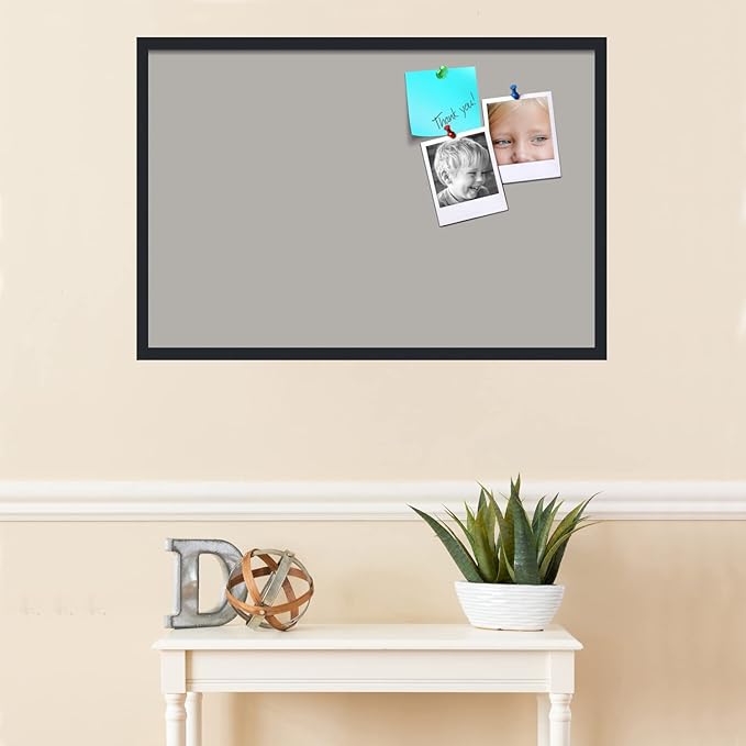 PinPix 36x24 Inch Cork Bulletin Board. This Decorative Framed Pin Board Comes with Dark Stone Design and a Satin Black Frame. Ideal for Home Office Decor or Message Board (PinPix-1808)-DeskLoop Office