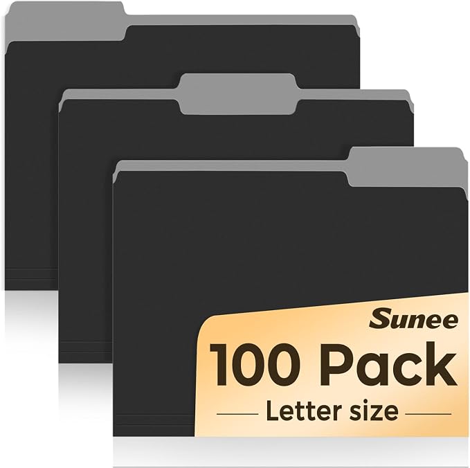 SUNEE File Folders, 100 Pack Manilla Folders 8.5 x 11, Colored Folder Office by SUNEE