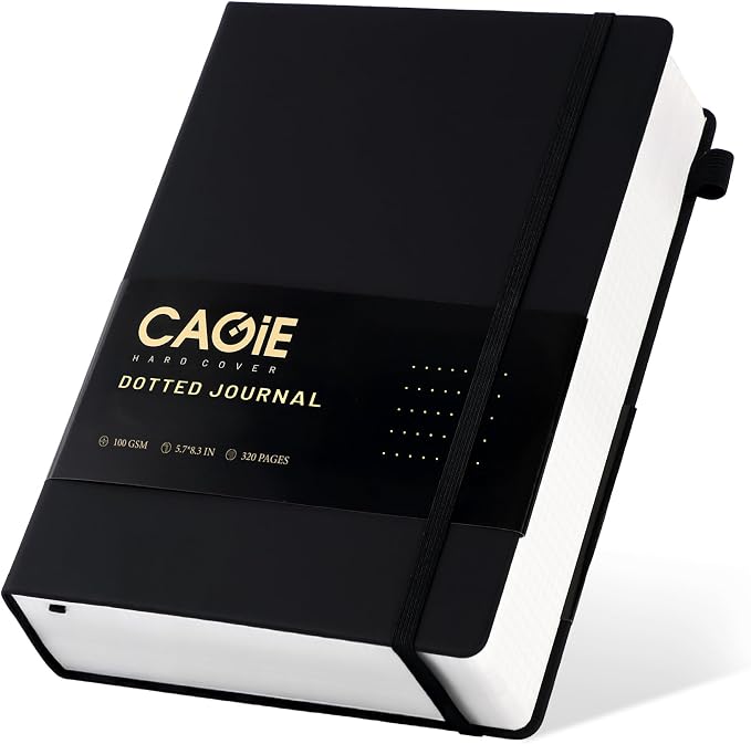CAGIE Bullet Dotted Journal Notebook 320 Pages 100 GSM Paper Hardcover A5 Dot by CAGIE