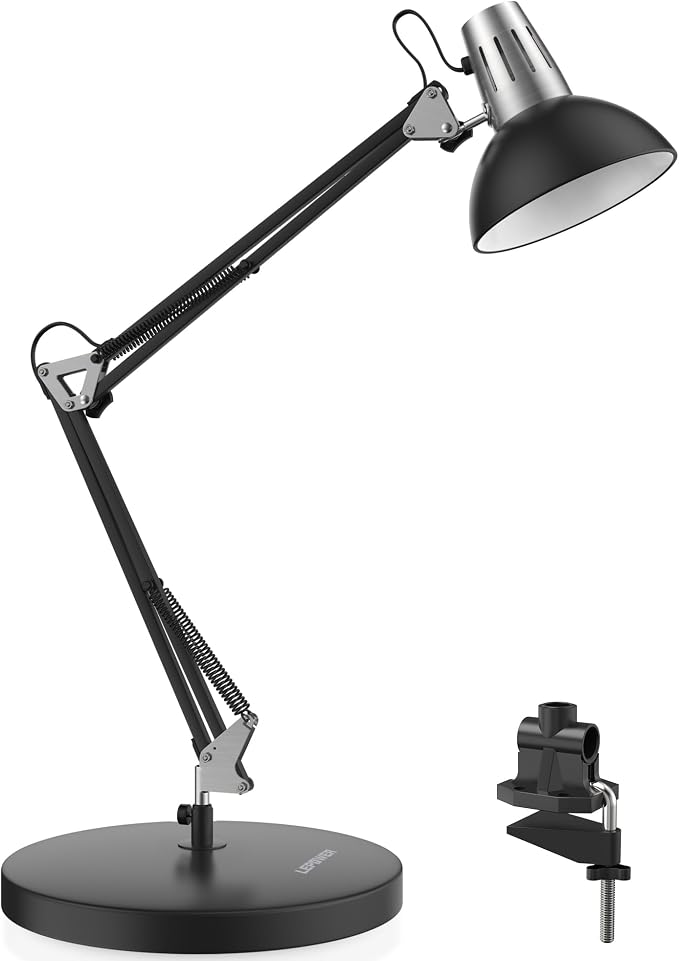 LEPOWER Metal Desk Lamp, Adjustable Goose Neck Architect Table Lamp by LEPOWER