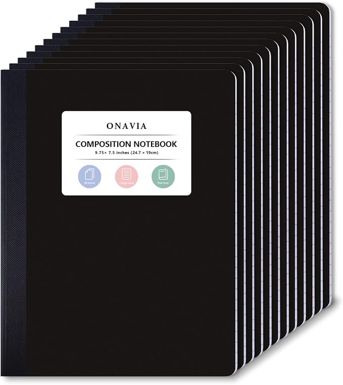 ONAVIA Plastic Composition Notebook College Ruled Bulk, 160 Pages, 9.75 x 7.5 in by ONAVIA