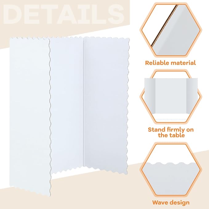 Henoyso 8 Pcs 22 x 38 Inch White Trifold Poster Board Large Tri Fold - Image 3