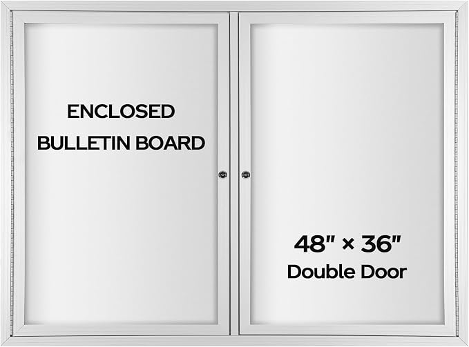 INNOVART Enclosed Bulletin Board 48”x36”, Lockable Dry Erase Noticeboard by INNOVART