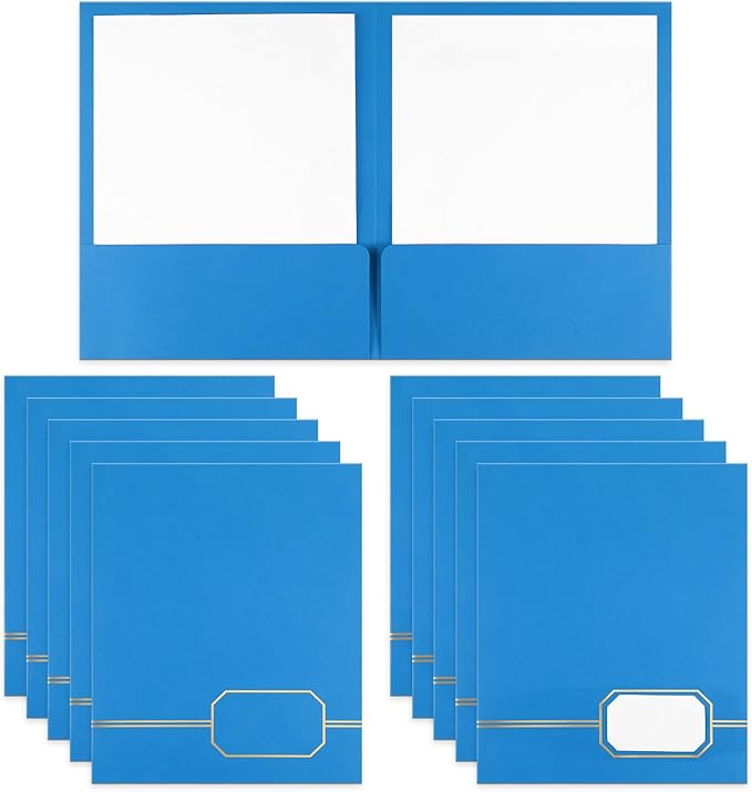 Kisston 10 Pack Executive Twin Pocket Folders Letter Size Sky Blue by Kisston