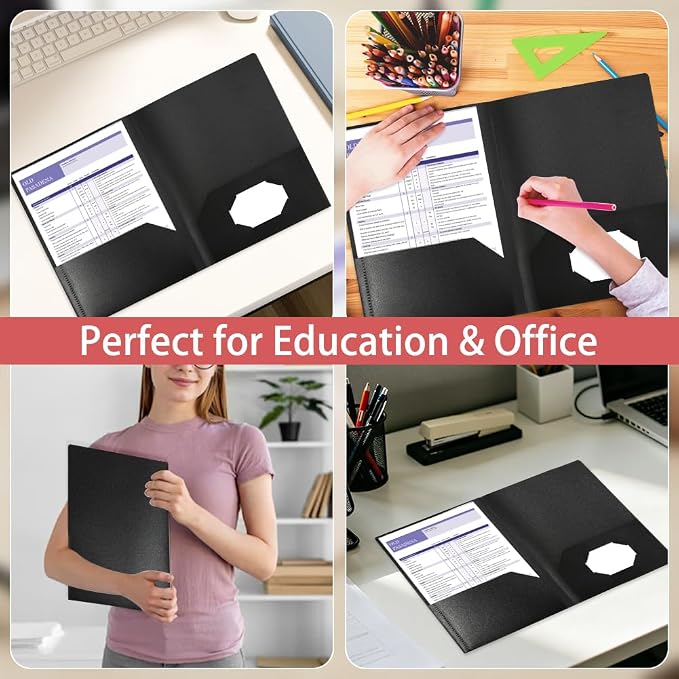 Black Folders with Pocket 7 Pack, 2 Pocket Folders, Plastic Folders with Pockets - Image 4