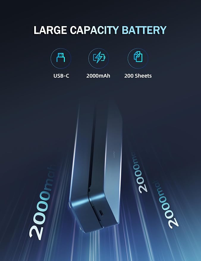 PRT Portable Printer Wireless for Travel, Inkless Bluetooth Small Mobile Thermal Printer, Support 8.5" X 11", A4, Compatible with iOS, Android, Laptop for Home Use, Office & Vehicles, 300 DPI, Black-DeskLoop Office