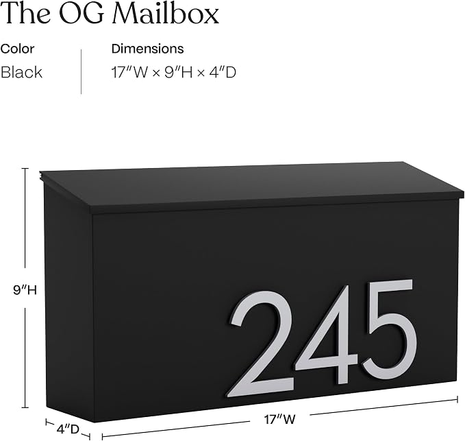post & porch The OG Mailbox | Wall Mounted Mailbox | Black/Brown/White/Grey - Image 2