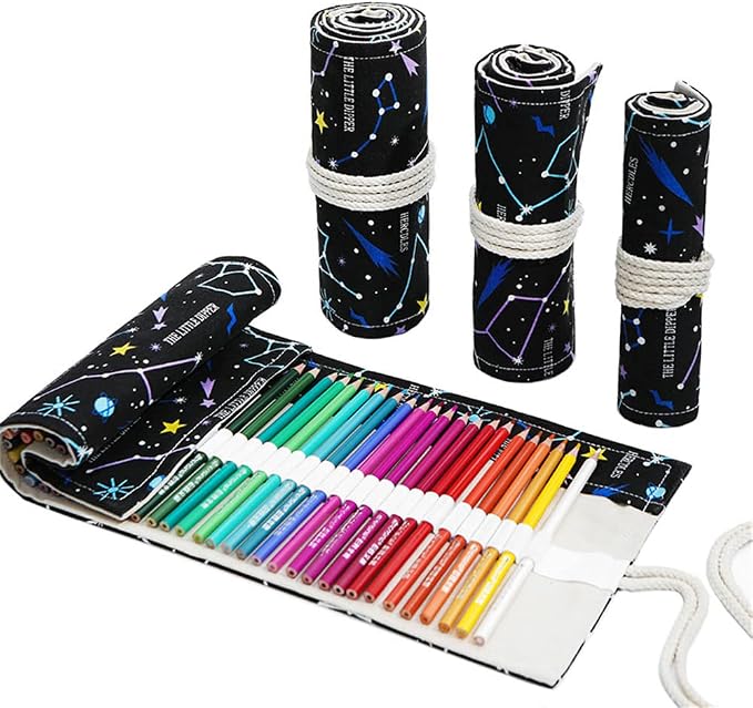 DIYOMR 24/36/72 Slots Pencil Wrap Pencil Rolls, Artist Colored Pencils Roll Up by DIYOMR