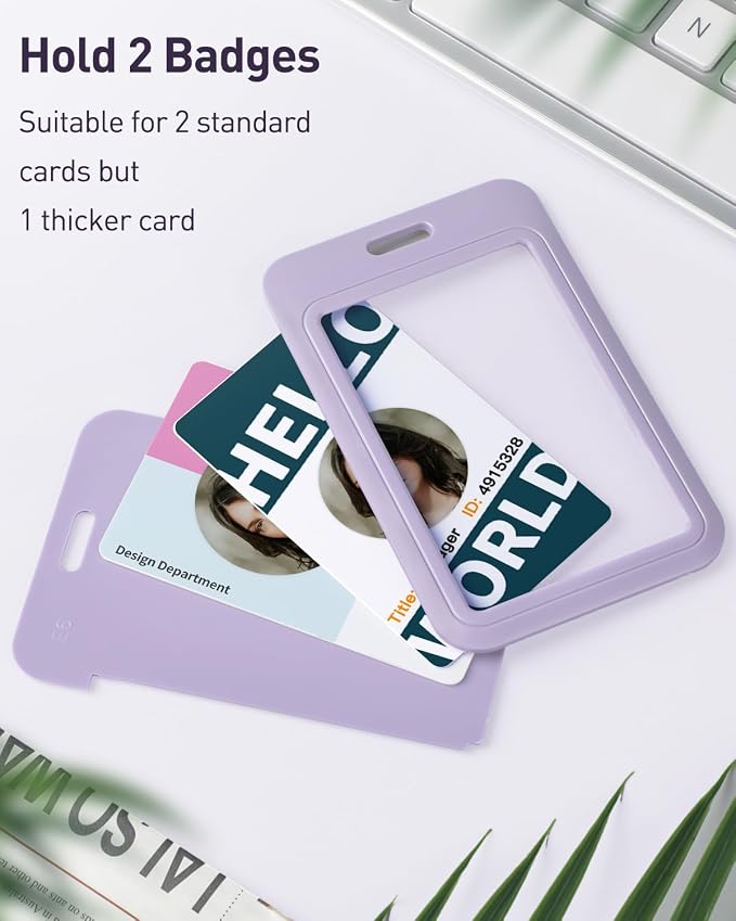 Uniclife 6 Pack Sliding ID Badge Holder Vertical Hard Plastic Case - Image 2