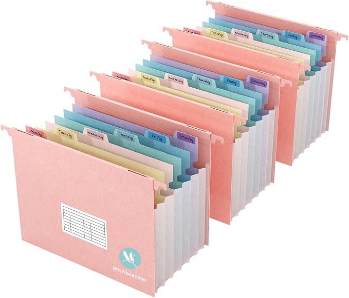 Expanding Hanging File Folders for Filing Cabinet, 7 Accordion Pockets by Tbay