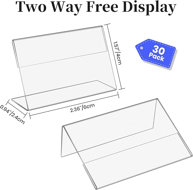 30 PCS Small Acrylic Sign Holder 2.36" X 1.57", Mini Acrylic Food Sign Labels - Image 7