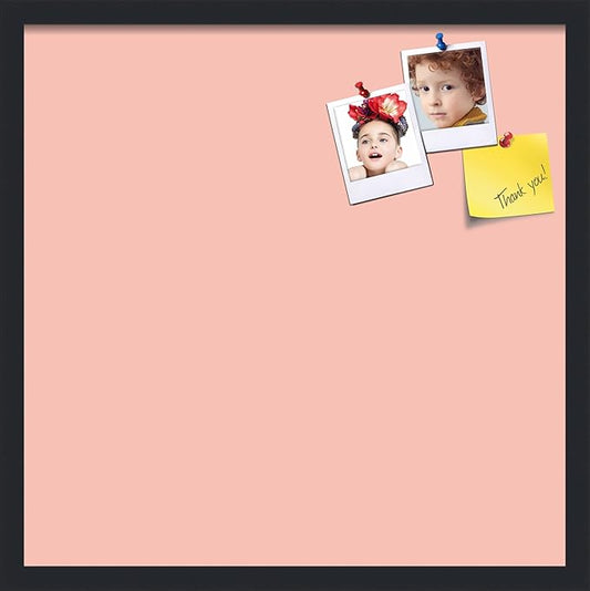 PinPix 22x22 Inch Cork Bulletin Board. This Decorative Framed Pin Board Comes with Pink Pastel Design and a Satin Black Frame. Ideal for Home Office Decor or Message Board (PinPix-1813)-DeskLoop Office