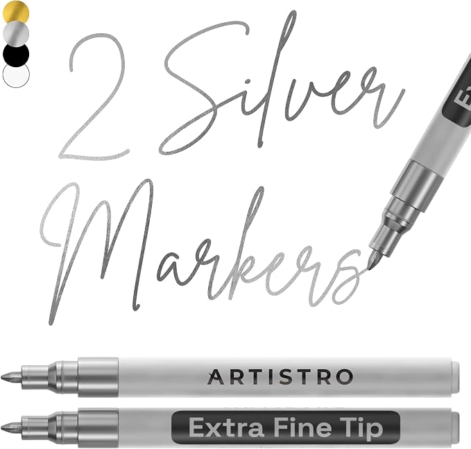 ARTISTRO 2 Silver Acrylic Paint Markers by ARTISTRO