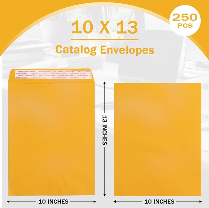 250 Pack 10x13 Manilla Envelopes Self Seal, Goefun 100 GSM Paper Large Yellow - Image 3