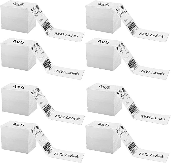Immuson 4x6 Thermal Labels, 8 Pack of 8000 Folding Labels by Immuson