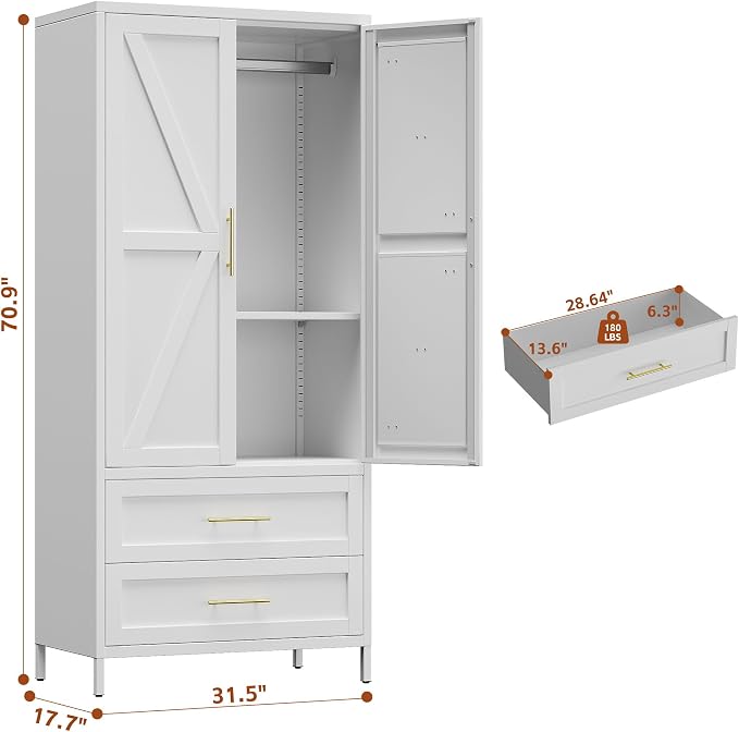 SUPEER Metal Wardrobe Cabinet - Image 2